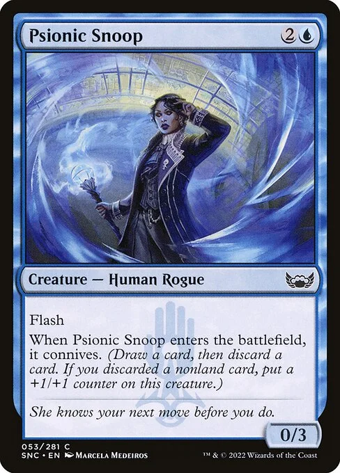 Psionic Snoop, carta Magic di tipo Creature — Human Rogue illustrata da Marcela Medeiros