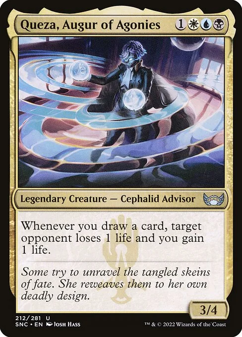 Queza, Augur of Agonies, carta Magic di tipo Legendary Creature — Octopus Advisor illustrata da Josh Hass