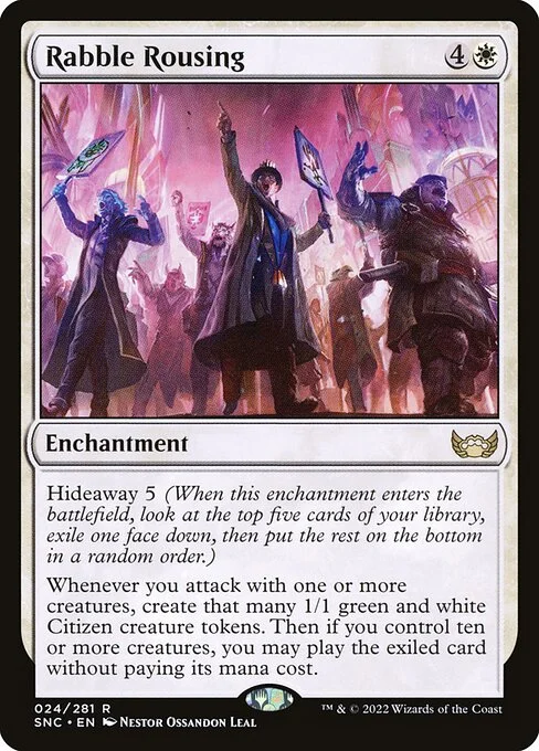 Rabble Rousing, carta Magic di tipo Enchantment illustrata da Néstor Ossandón Leal