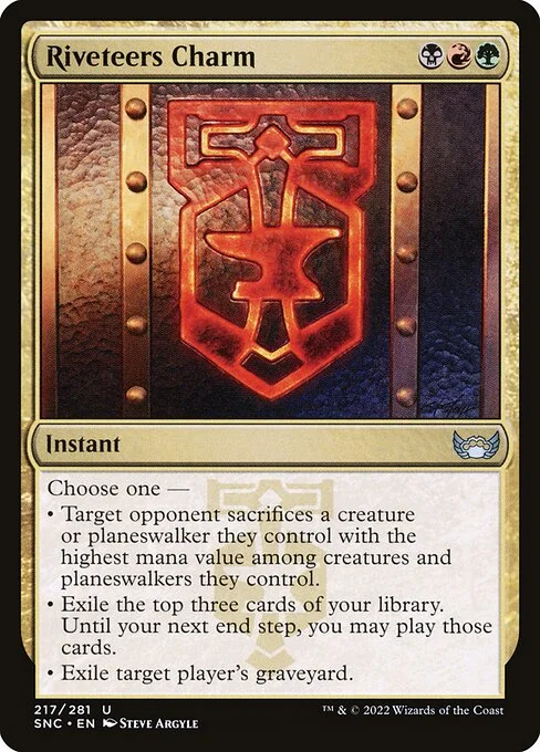 Riveteers Charm, carta Magic di tipo Instant illustrata da Steve Argyle