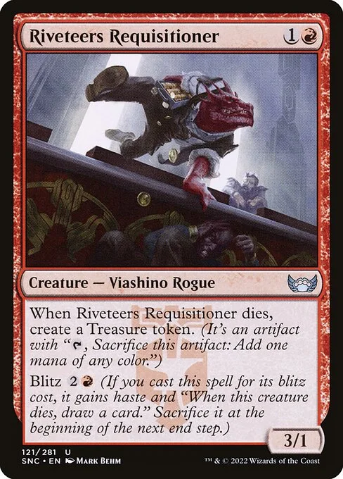 Riveteers Requisitioner, carta Magic di tipo Creature — Lizard Rogue illustrata da Mark Behm