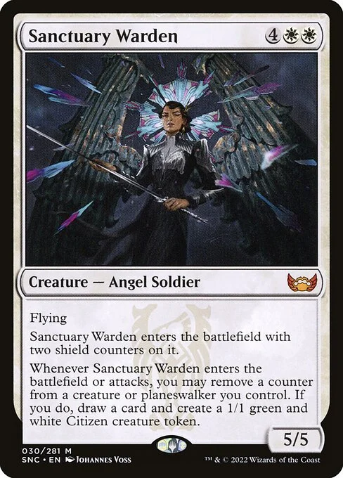Sanctuary Warden, carta Magic di tipo Creature — Angel Soldier illustrata da Johannes Voss