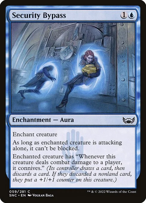 Security Bypass, carta Magic di tipo Enchantment — Aura illustrata da Volkan Baǵa
