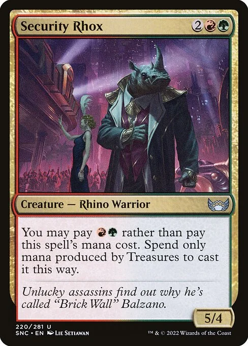 Security Rhox, carta Magic di tipo Creature — Rhino Warrior illustrata da Lie Setiawan