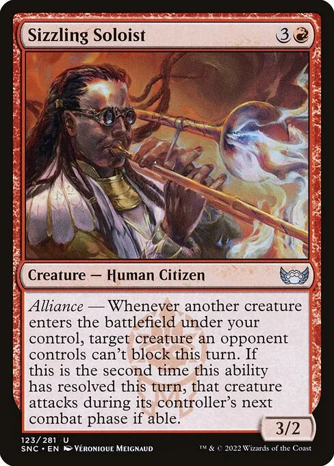 Sizzling Soloist, carta Magic di tipo Creature — Human Citizen illustrata da Véronique Meignaud