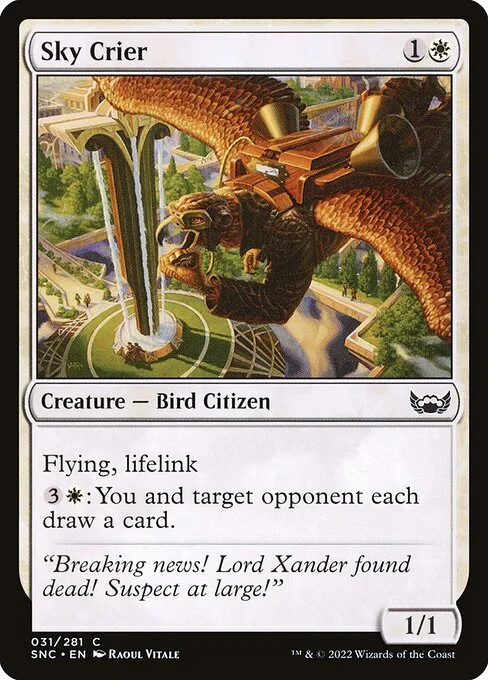 Sky Crier, carta Magic di tipo Creature — Bird Citizen illustrata da Raoul Vitale