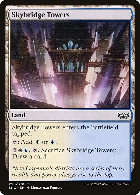 Skybridge Towers, carta Magic di tipo Land illustrata da Muhammad Firdaus