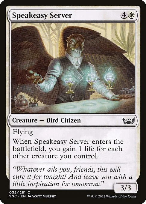 Speakeasy Server, carta Magic di tipo Creature — Bird Citizen illustrata da Scott Murphy