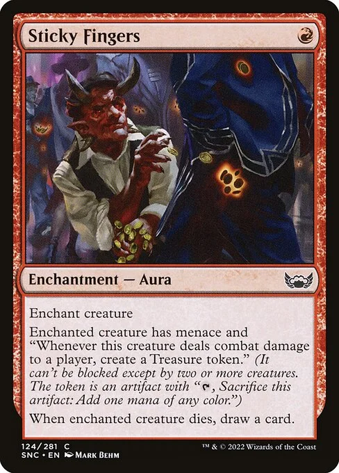 Sticky Fingers, carta Magic di tipo Enchantment — Aura illustrata da Mark Behm