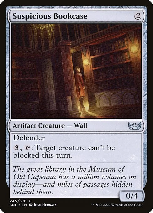 Suspicious Bookcase, carta Magic di tipo Artifact Creature — Wall illustrata da Josu Hernaiz