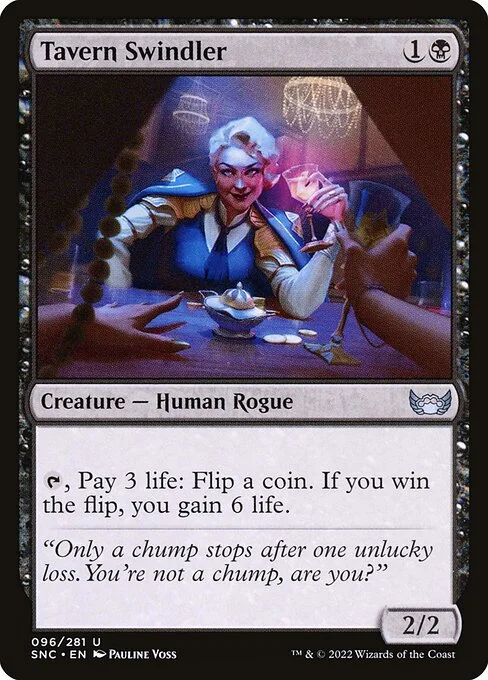 Tavern Swindler, carta Magic di tipo Creature — Human Rogue illustrata da Pauline Voss