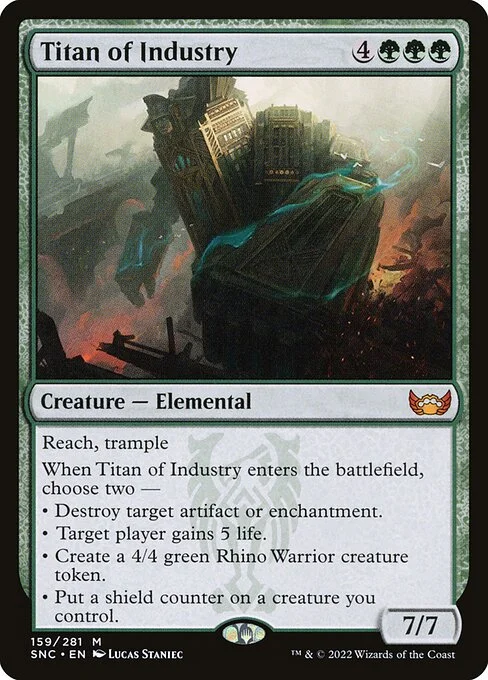 Titan of Industry, carta Magic di tipo Creature — Elemental illustrata da Lucas Staniec