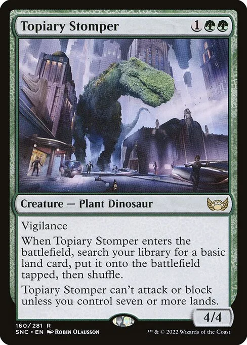 Topiary Stomper, carta Magic di tipo Creature — Plant Dinosaur illustrata da Robin Olausson
