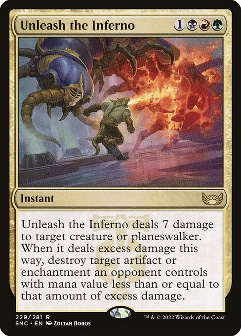 Unleash the Inferno, carta Magic di tipo Instant illustrata da Zoltan Boros