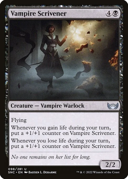 Vampire Scrivener, carta Magic di tipo Creature — Vampire Warlock illustrata da Bastien L. Deharme