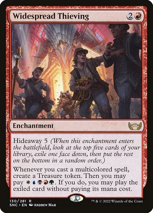 Widespread Thieving, carta Magic di tipo Enchantment illustrata da Andrew Mar