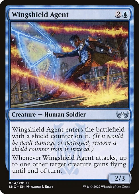 Wingshield Agent, carta Magic di tipo Creature — Human Soldier illustrata da Aaron J. Riley