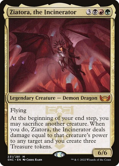 Ziatora, the Incinerator, carta Magic di tipo Legendary Creature — Demon Dragon illustrata da Chris Rahn