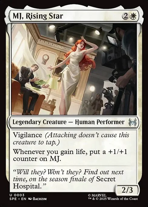 MJ, Rising Star, carta Magic di tipo Legendary Creature — Human Performer illustrata da Bachzim