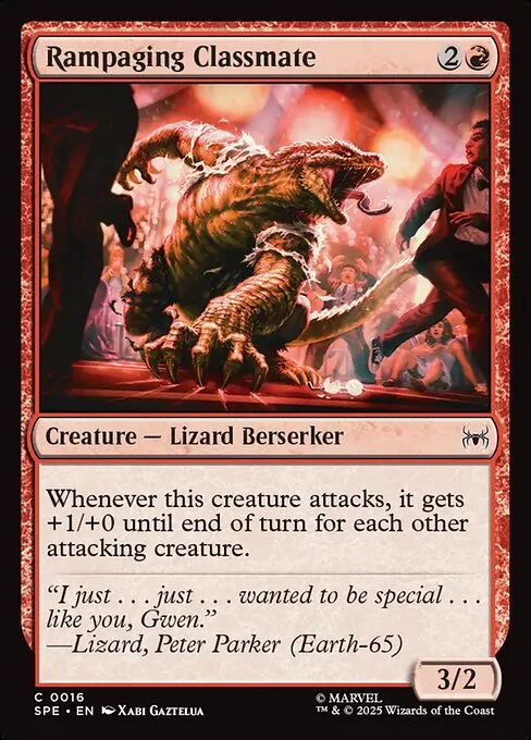Rampaging Classmate, carta Magic di tipo Creature — Lizard Berserker illustrata da Xabi Gaztelua