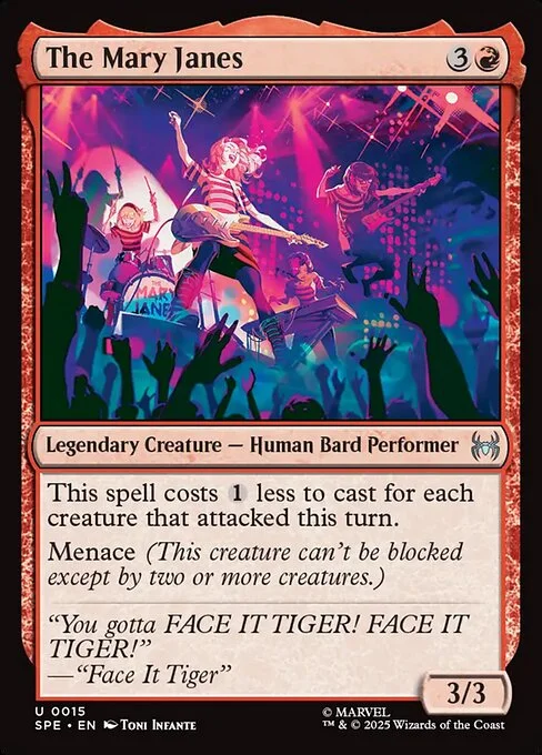 The Mary Janes, carta Magic di tipo Legendary Creature — Human Bard Performer illustrata da Toni Infante