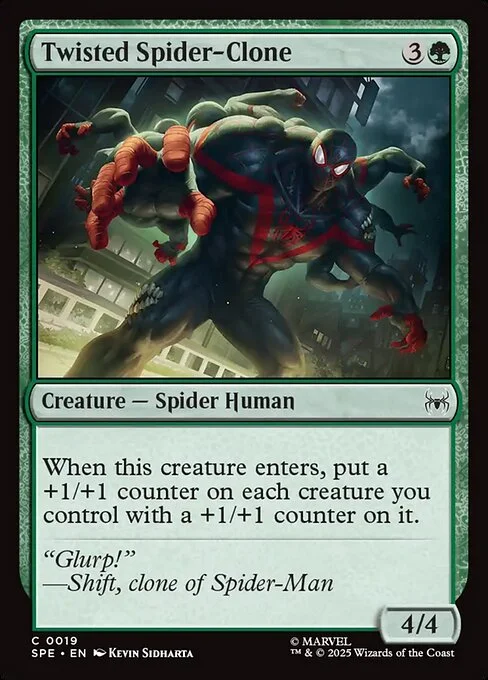 Twisted Spider-Clone, carta Magic di tipo Creature — Spider Human illustrata da Kevin Sidharta