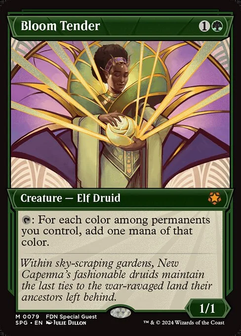 Bloom Tender, carta Magic di tipo Creature — Elf Druid illustrata da Julie Dillon
