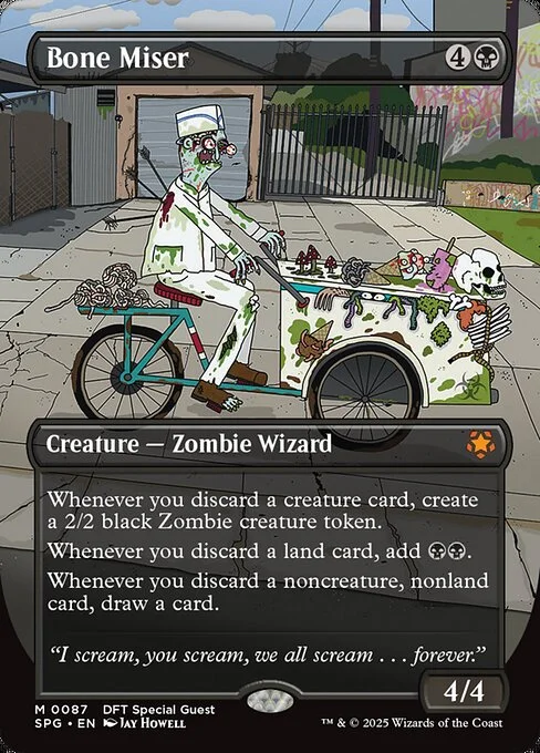 Bone Miser, carta Magic di tipo Creature — Zombie Wizard illustrata da Jay Howell