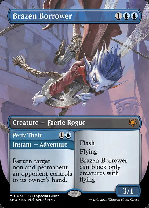 Brazen Borrower // Petty Theft, carta Magic di tipo Creature — Faerie Rogue // Instant — Adventure illustrata da Jesper Ejsing