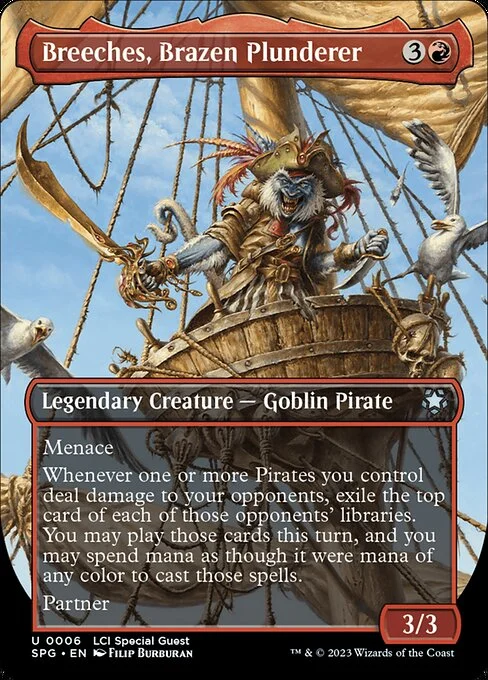 Breeches, Brazen Plunderer, carta Magic di tipo Legendary Creature — Goblin Pirate illustrata da Filip Burburan