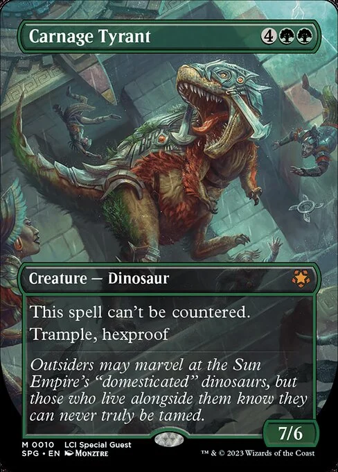 Carnage Tyrant, carta Magic di tipo Creature — Dinosaur illustrata da Monztre