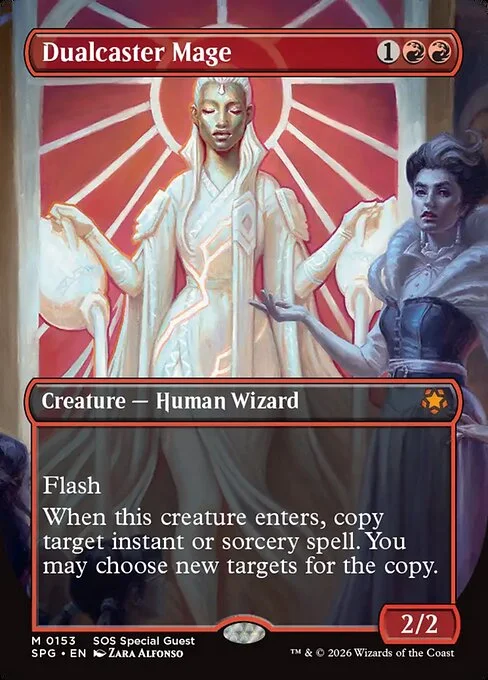 Dualcaster Mage, carta Magic di tipo Creature — Human Wizard illustrata da Zara Alfonso