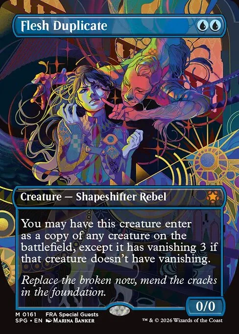 Flesh Duplicate, carta Magic di tipo Creature — Shapeshifter Rebel illustrata da Marina Banker