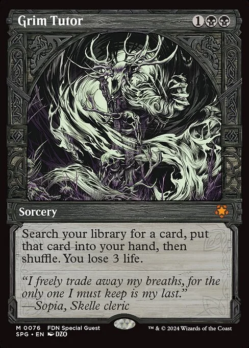 Grim Tutor, carta Magic di tipo Sorcery illustrata da DZO