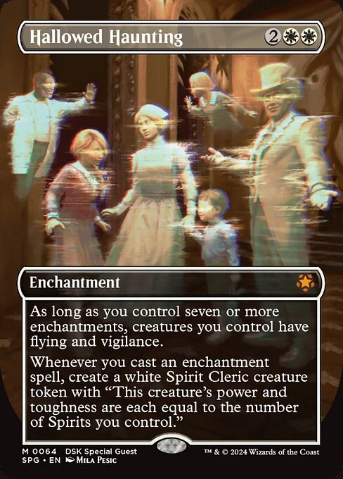 Hallowed Haunting, carta Magic di tipo Enchantment illustrata da Mila Pesic