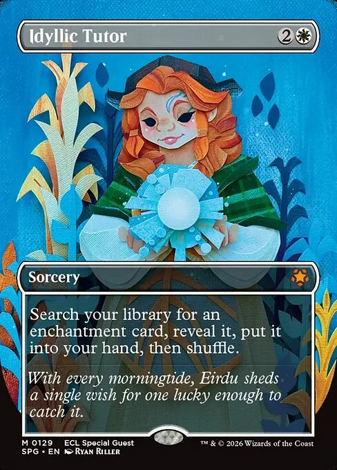 Idyllic Tutor, carta Magic di tipo Sorcery illustrata da Ryan Riller