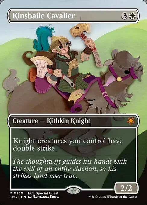Kinsbaile Cavalier, carta Magic di tipo Creature — Kithkin Knight illustrata da Nathanna Erica