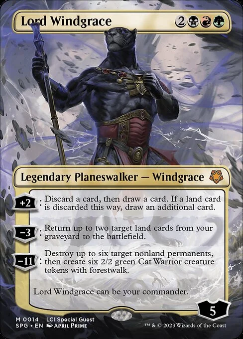 Lord Windgrace, carta Magic di tipo Legendary Planeswalker — Windgrace illustrata da April Prime