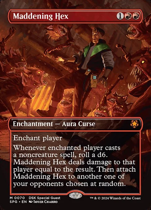 Maddening Hex, carta Magic di tipo Enchantment — Aura Curse illustrata da Javier Charro