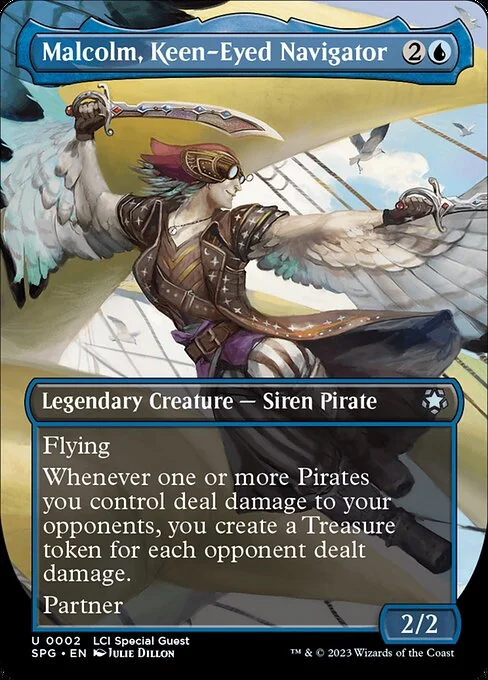 Malcolm, Keen-Eyed Navigator, carta Magic di tipo Legendary Creature — Siren Pirate illustrata da Julie Dillon