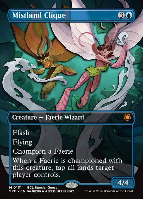 Mistbind Clique, carta Magic di tipo Creature — Faerie Wizard illustrata da Justin Hernandez & Alexis Hernandez