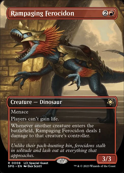 Rampaging Ferocidon, carta Magic di tipo Creature — Dinosaur illustrata da Dan Murayama Scott