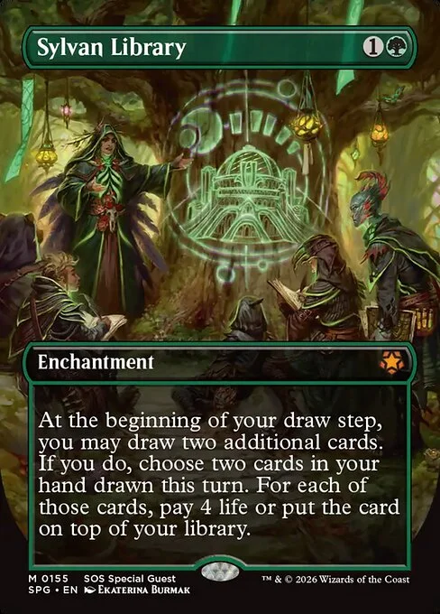 Sylvan Library, carta Magic di tipo Enchantment illustrata da Ekaterina Burmak
