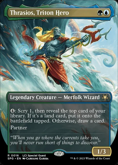 Thrasios, Triton Hero, carta Magic di tipo Legendary Creature — Merfolk Wizard illustrata da Caroline Gariba