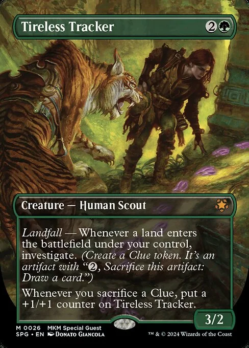 Tireless Tracker, carta Magic di tipo Creature — Human Scout illustrata da Donato Giancola