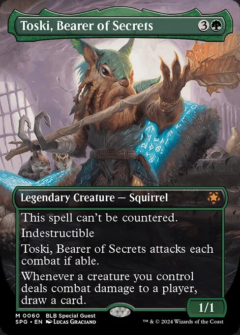 Toski, Bearer of Secrets, carta Magic di tipo Legendary Creature — Squirrel illustrata da Lucas Graciano