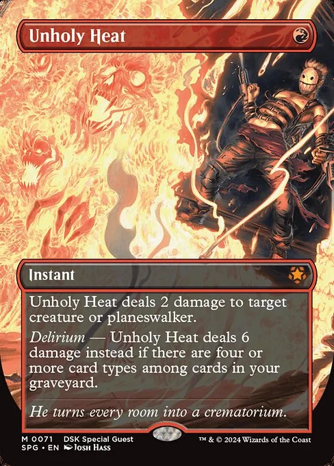 Unholy Heat, carta Magic di tipo Instant illustrata da Josh Hass