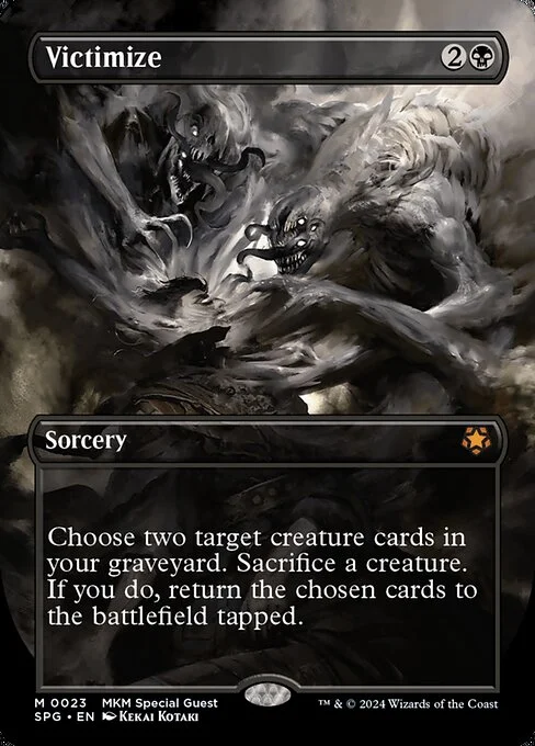 Victimize, carta Magic di tipo Sorcery illustrata da Kekai Kotaki