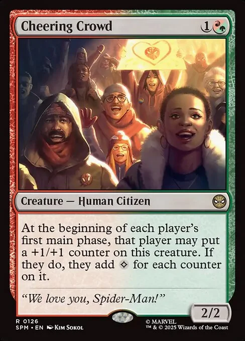 Cheering Crowd, carta Magic di tipo Creature — Human Citizen illustrata da Kim Sokol