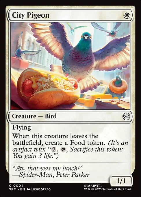 City Pigeon, carta Magic di tipo Creature — Bird illustrata da David Szabo